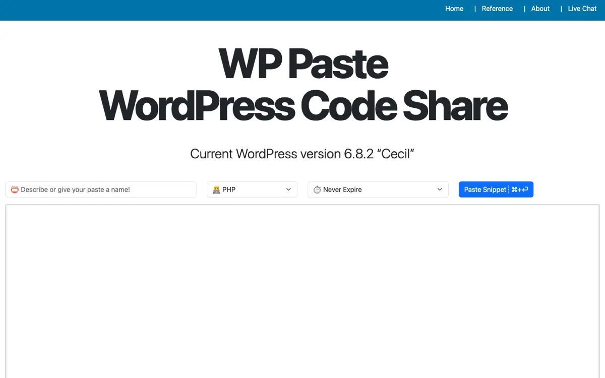 The WPPaste home page